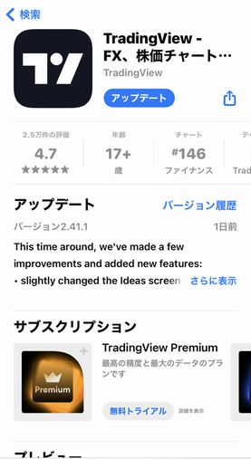 TradingViewアプリ（iOS）
